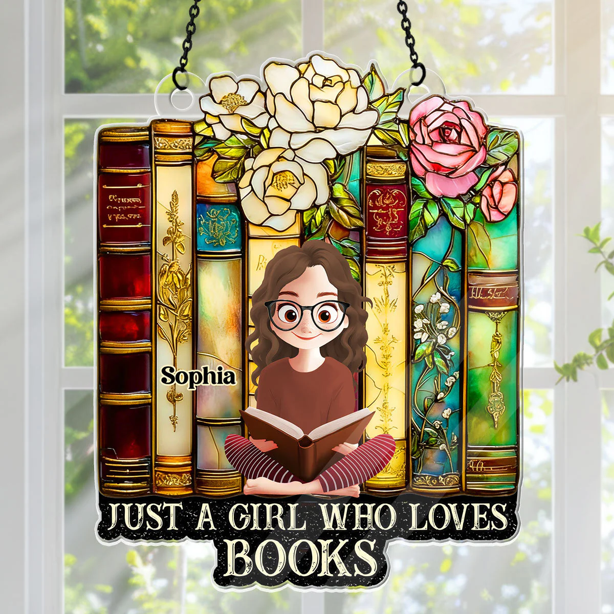 Just A Girl Who Loves Books - Personalized Acrylic Suncatcher - Gift For Books Lovers - Image 2