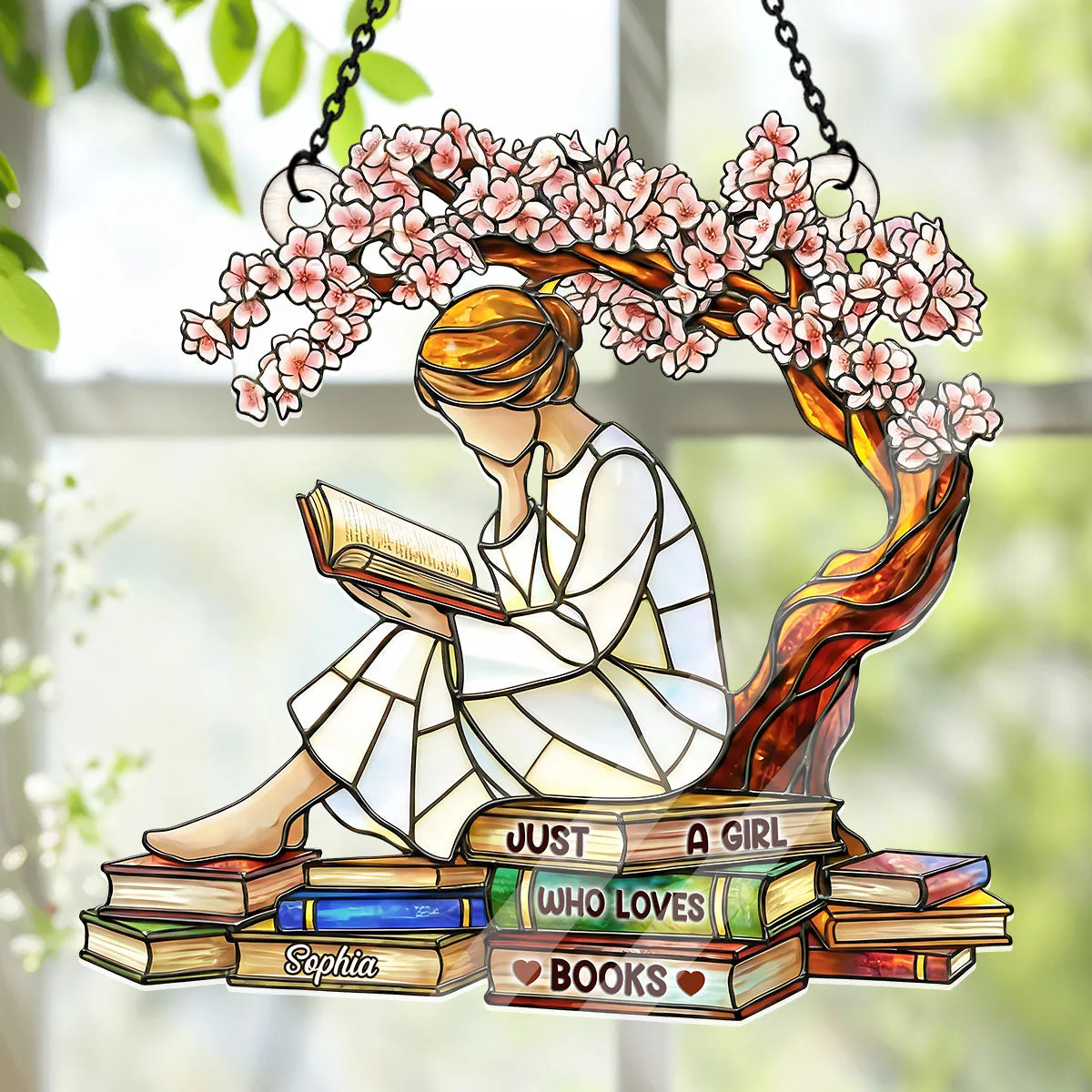 Just A Girl Who Loves Books - Personalized Acrylic Suncatcher - Gift For Her, Book Lovers HH01 - Image 4