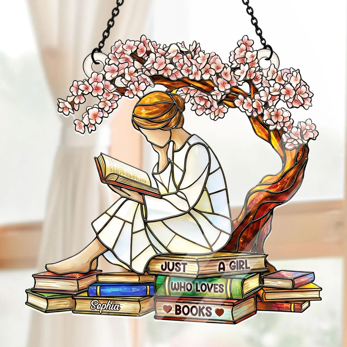 Just A Girl Who Loves Books - Personalized Acrylic Suncatcher - Gift For Her, Book Lovers HH01 - Image 5