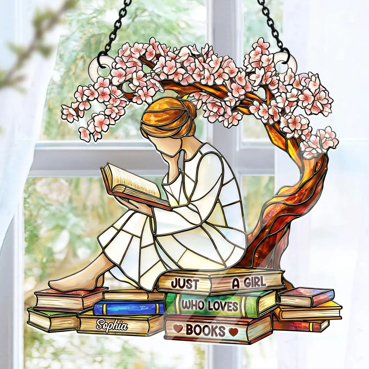 Just A Girl Who Loves Books - Personalized Acrylic Suncatcher - Gift For Her, Book Lovers HH01 - Image 6