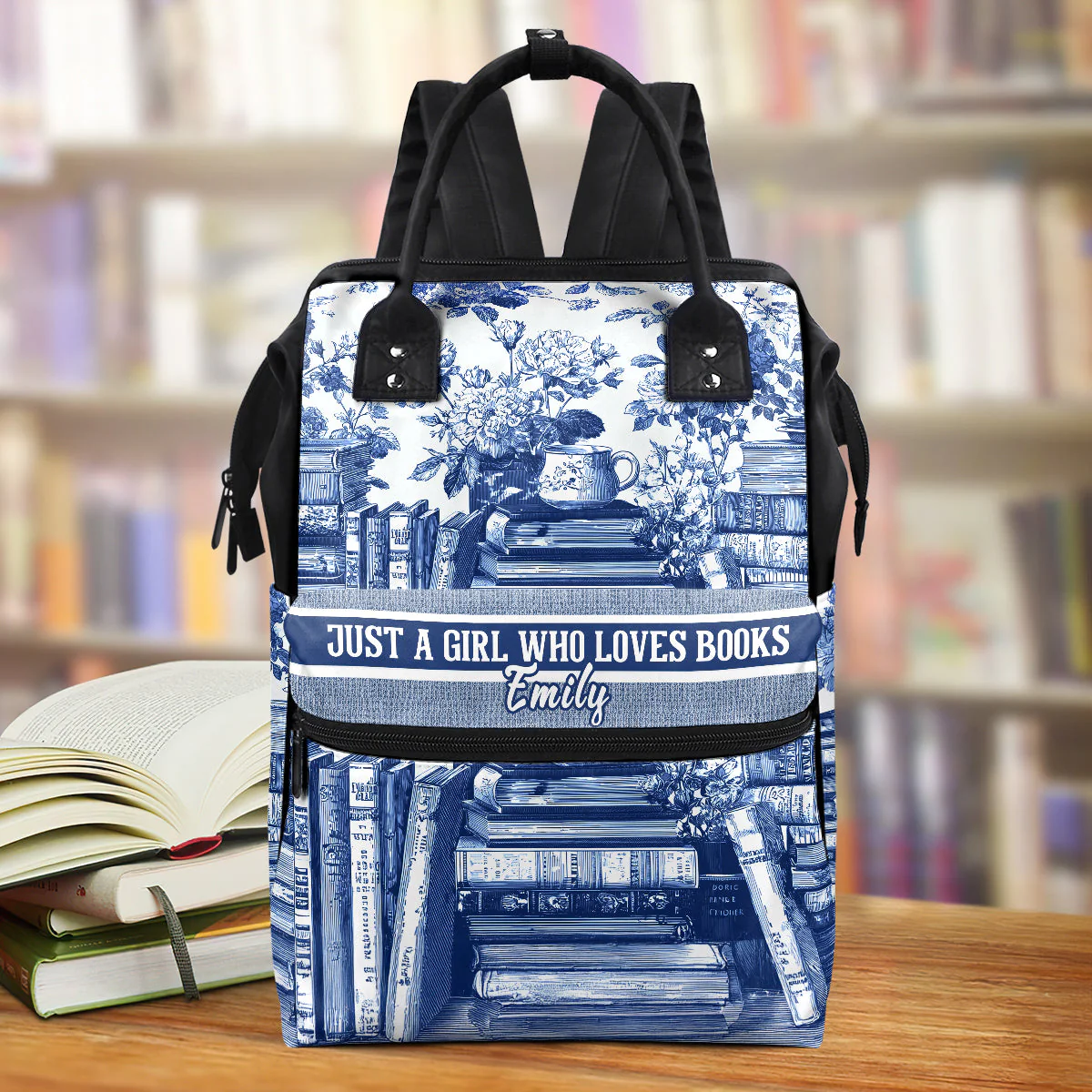 Just A Girl Who Loves Books - Personalized Duckbilled Backpack - Gift For Book Lovers, Readers, Women HN02