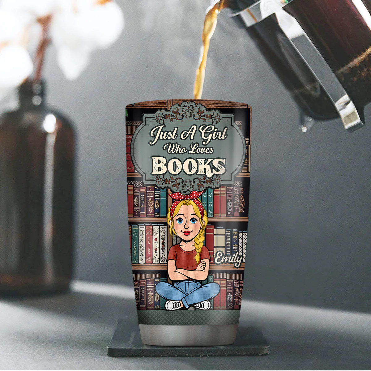 Just A Girl Who Loves Books - Personalized Tumbler - Gift For Her, Book Lovers | CLB2 HH01 - Image 4