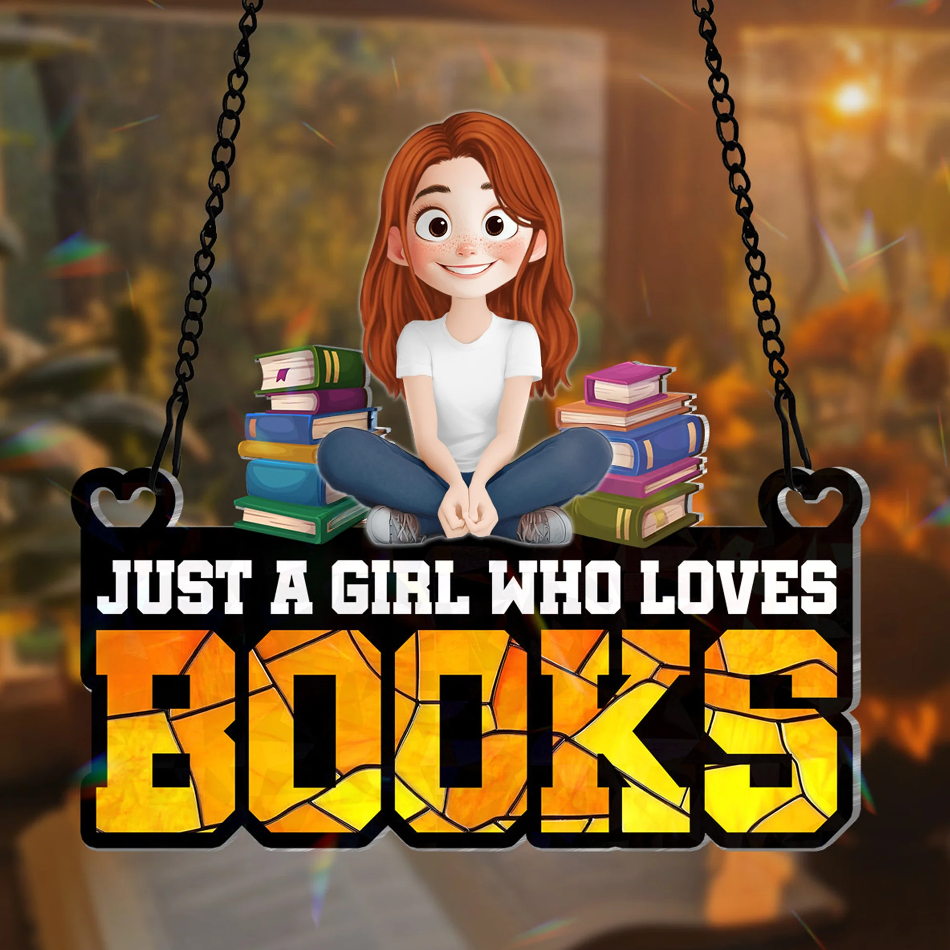 Just A Girl Who Loves Books - Personalized Window Hanging Suncatcher| CLP15.Ver1 - Image 2