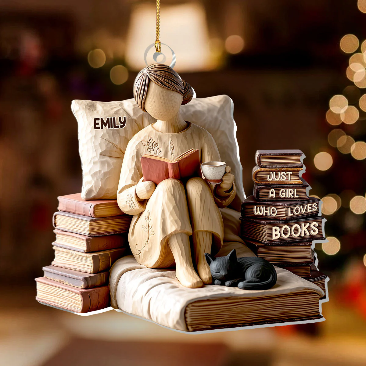 Just A Girl Who Loves Books (Ver 1) - Personalized 1-Layer Acrylic Ornament - Christmas Gift For Book Lovers, Her HH01 - Image 2