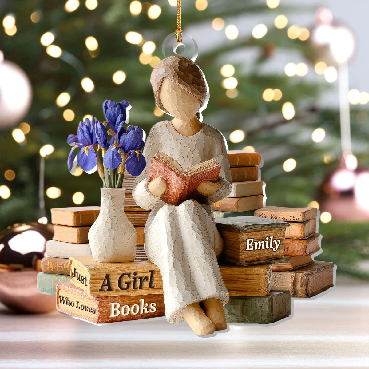Just A Girl Who Loves Books (Ver 11) - Personalized 1-Layer Acrylic Ornament - Christmas Gift For Book Lovers, Her | HH01 - Image 4