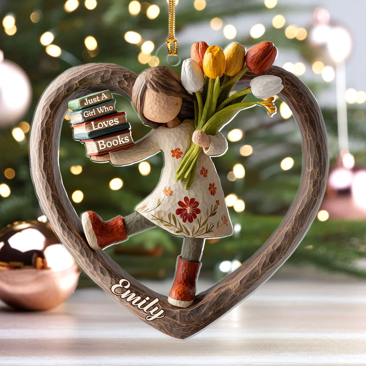 Just A Girl Who Loves Books (Ver 12) - Personalized 1-Layer Acrylic Ornament - Christmas Gift For Book Lovers, Her | HH01 - Image 6