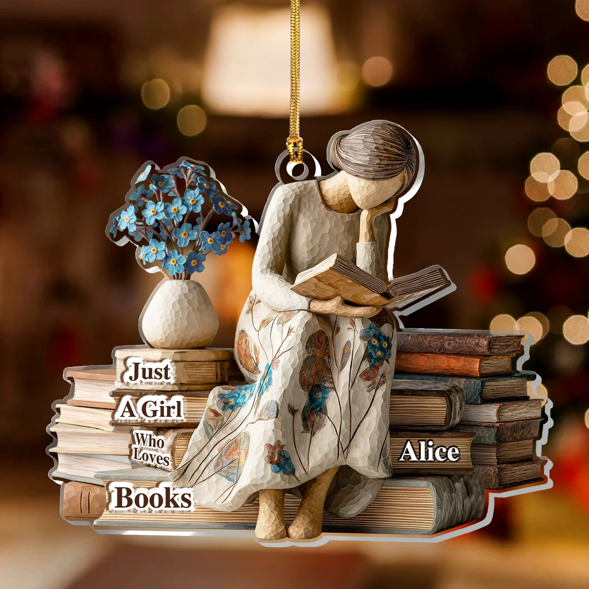 Just A Girl Who Loves Books (Ver 13) - Personalized 1-Layer Acrylic Ornament - Christmas Gift For Book Lovers, Her | HH01