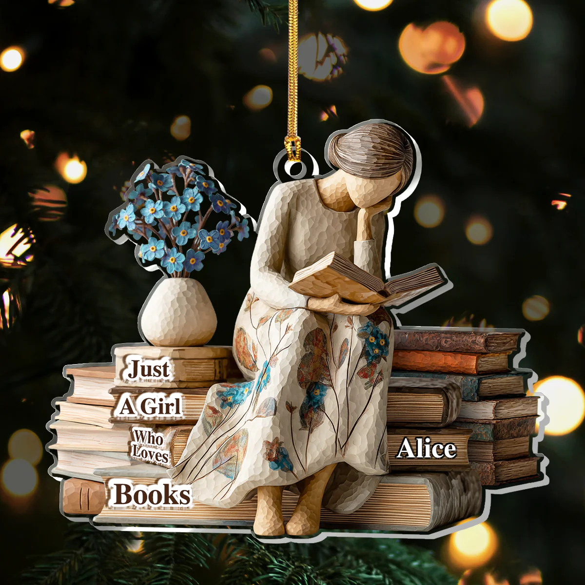 Just A Girl Who Loves Books (Ver 13) - Personalized 1-Layer Acrylic Ornament - Christmas Gift For Book Lovers, Her | HH01 - Image 2