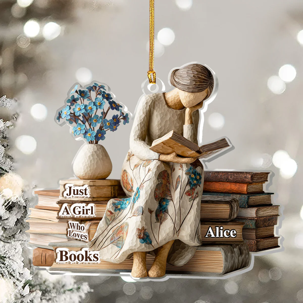 Just A Girl Who Loves Books (Ver 13) - Personalized 1-Layer Acrylic Ornament - Christmas Gift For Book Lovers, Her | HH01 - Image 3