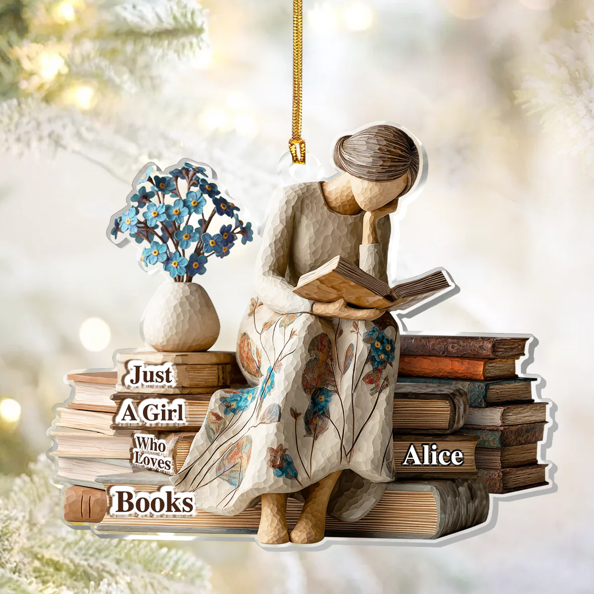 Just A Girl Who Loves Books (Ver 13) - Personalized 1-Layer Acrylic Ornament - Christmas Gift For Book Lovers, Her | HH01 - Image 4