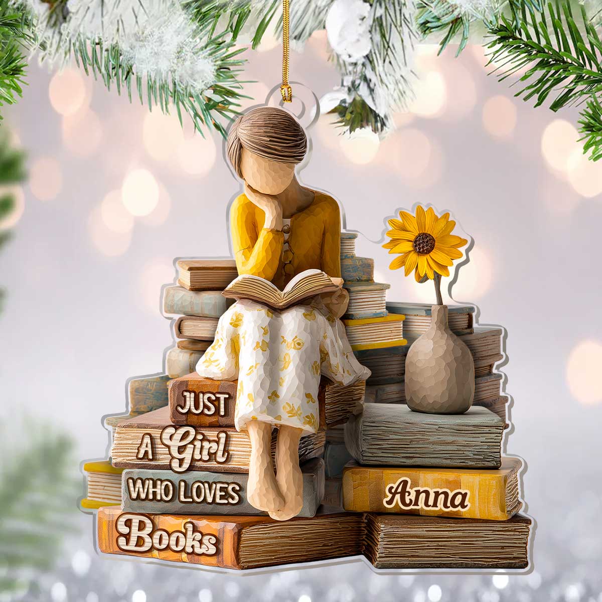 Just A Girl Who Loves Books (Ver 14) - Personalized 1-Layer Acrylic Ornament - Christmas Gift For Book Lovers, Her | HH01