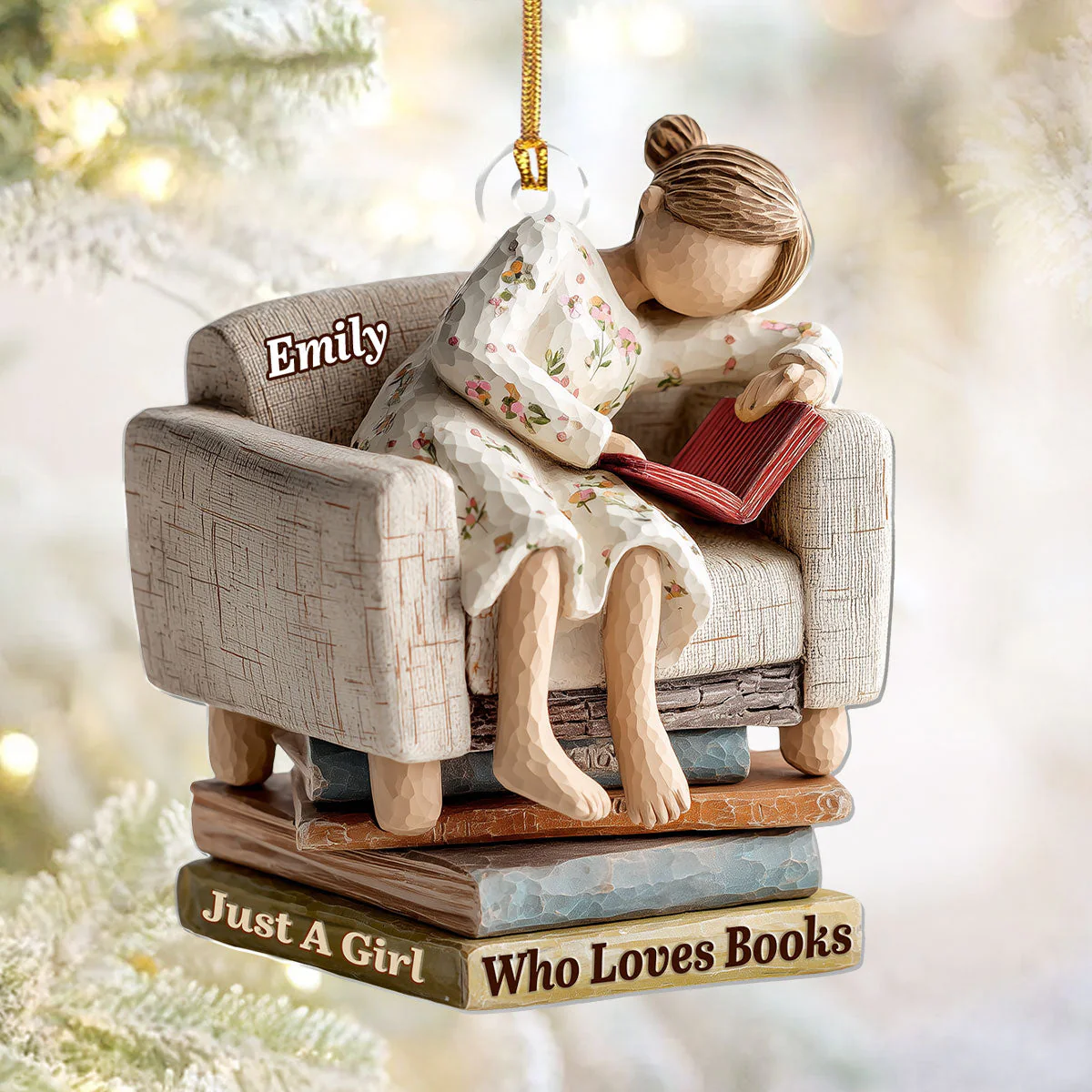 Just A Girl Who Loves Books (Ver 15) - Personalized 1-Layer Acrylic Ornament - Christmas Gift For Book Lovers, Her | HH01