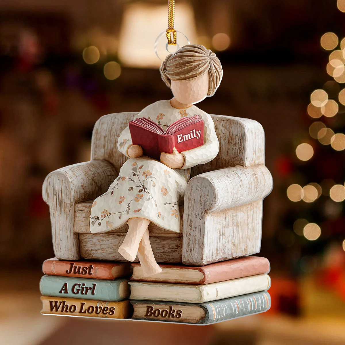Just A Girl Who Loves Books (Ver 15) - Personalized 1-Layer Acrylic Ornament - Christmas Gift For Book Lovers, Her | HH01 - Image 2