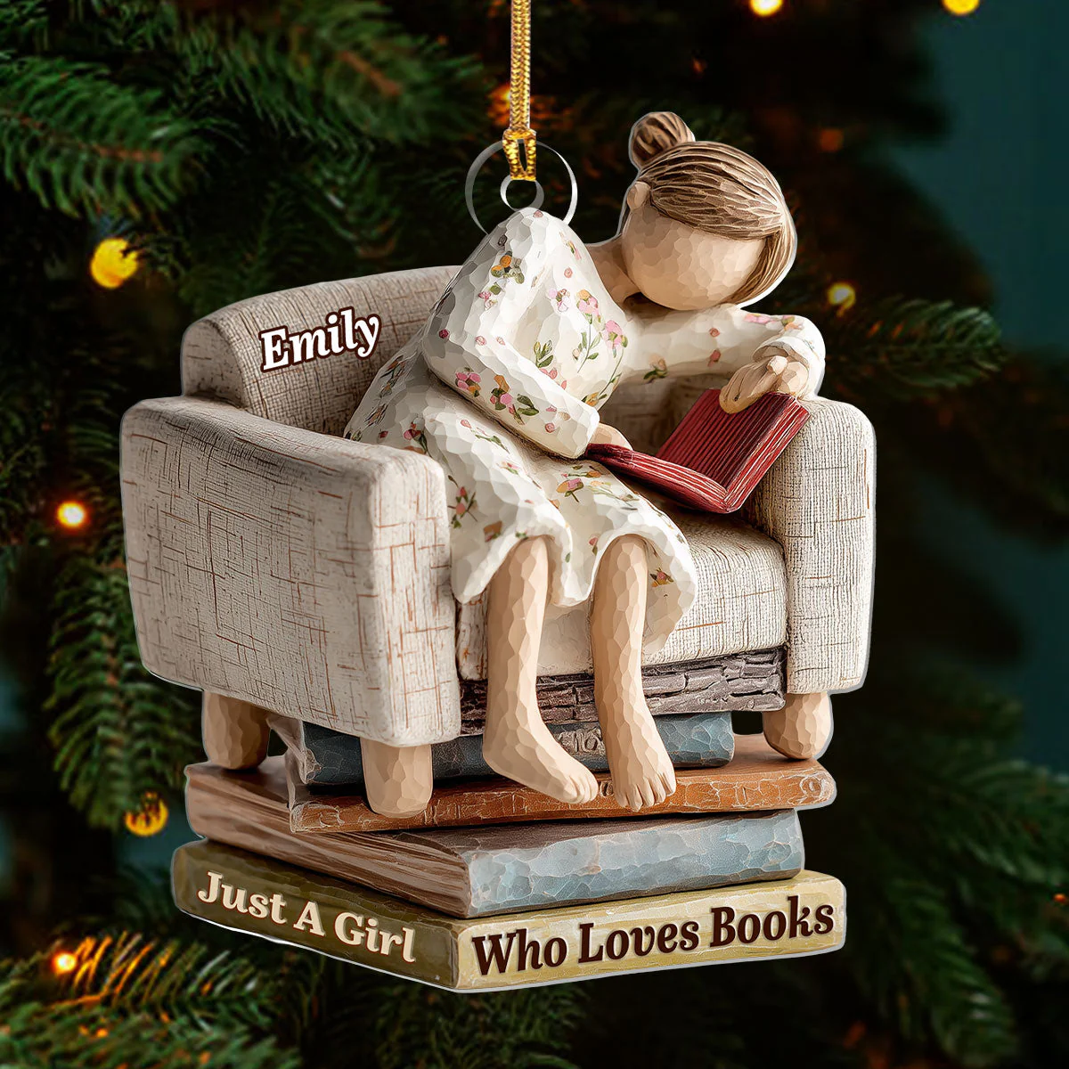 Just A Girl Who Loves Books (Ver 15) - Personalized 1-Layer Acrylic Ornament - Christmas Gift For Book Lovers, Her | HH01 - Image 3