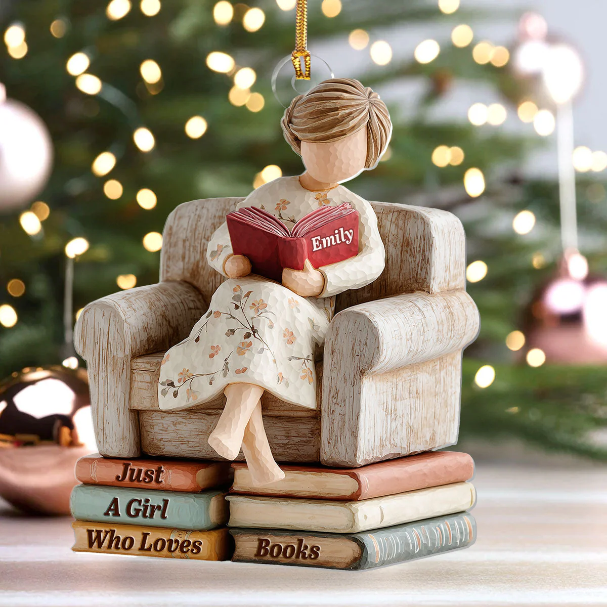 Just A Girl Who Loves Books (Ver 15) - Personalized 1-Layer Acrylic Ornament - Christmas Gift For Book Lovers, Her | HH01 - Image 4