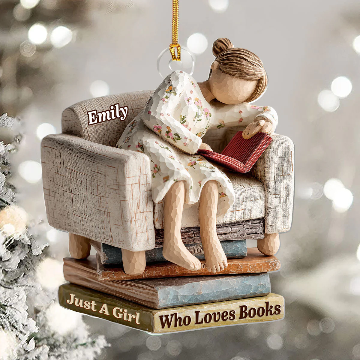 Just A Girl Who Loves Books (Ver 15) - Personalized 1-Layer Acrylic Ornament - Christmas Gift For Book Lovers, Her | HH01 - Image 5