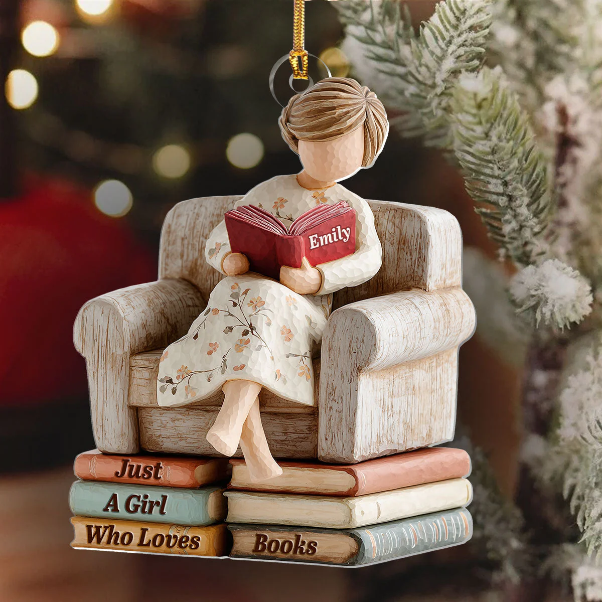 Just A Girl Who Loves Books (Ver 15) - Personalized 1-Layer Acrylic Ornament - Christmas Gift For Book Lovers, Her | HH01 - Image 6