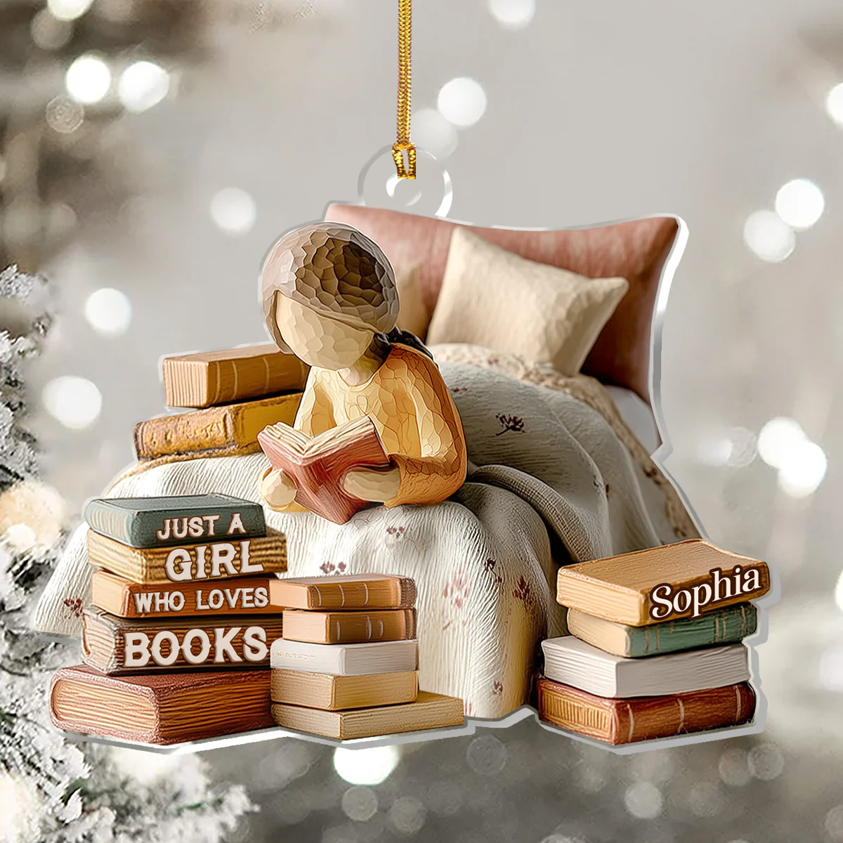 Just A Girl Who Loves Books (Ver 16) - Personalized 1-Layer Acrylic Ornament - Christmas Gift For Book Lovers, Her | HH01 - Image 5
