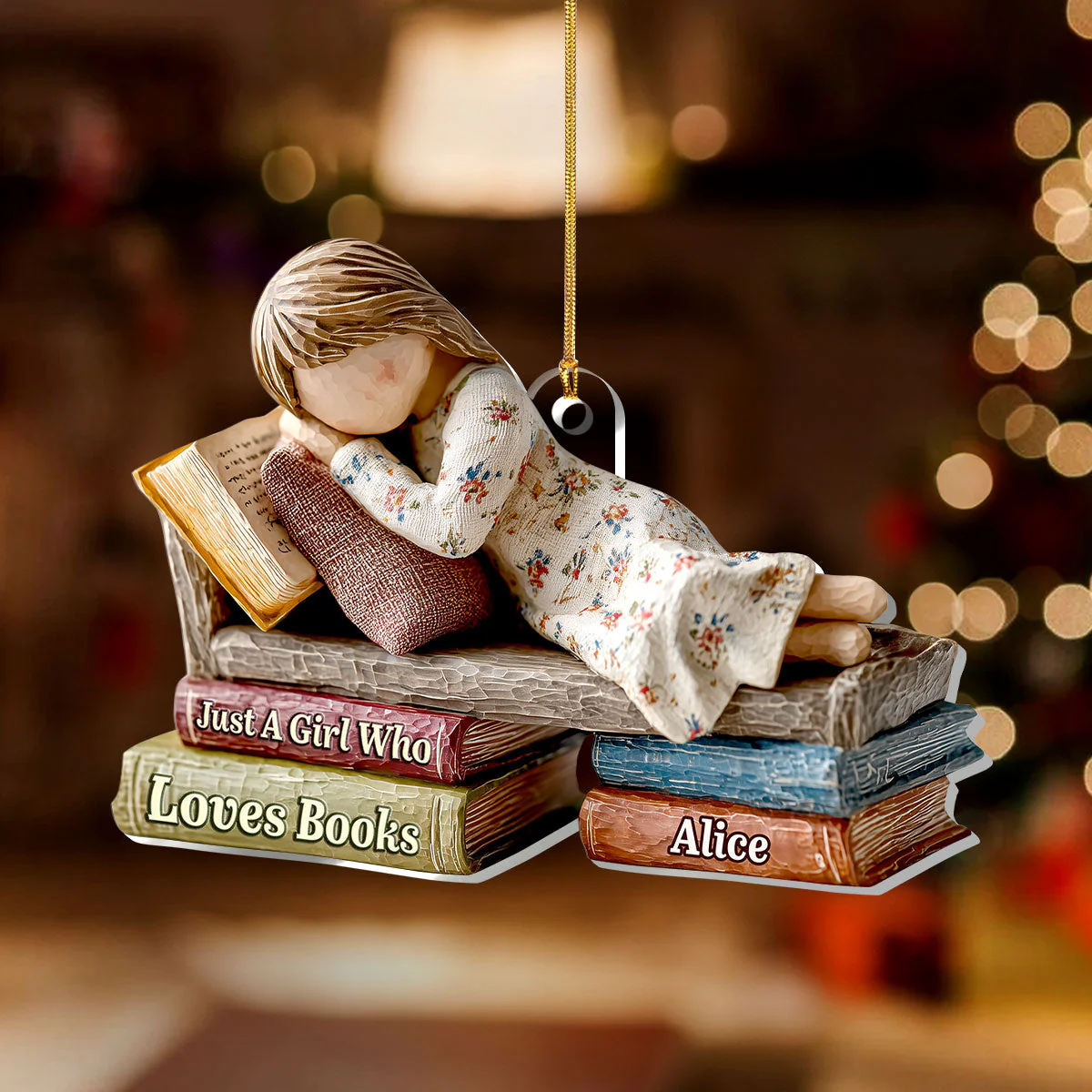 Just A Girl Who Loves Books (Ver 19) - Personalized 1-Layer Acrylic Ornament - Christmas Gift For Book Lovers, Her | HH01 - Image 2