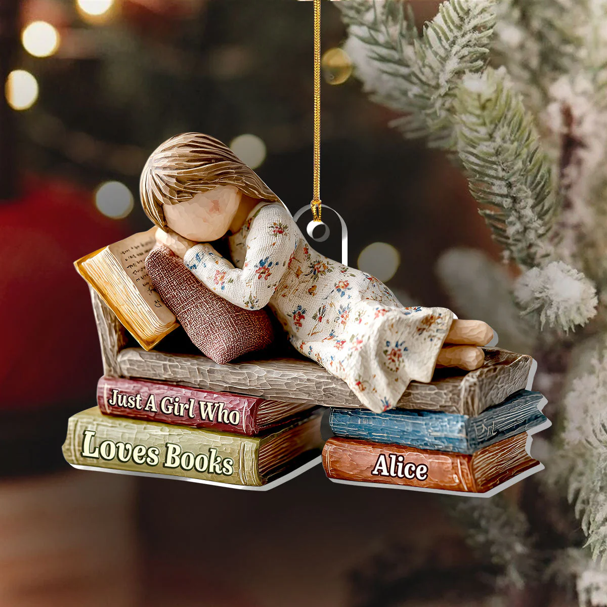 Just A Girl Who Loves Books (Ver 19) - Personalized 1-Layer Acrylic Ornament - Christmas Gift For Book Lovers, Her | HH01 - Image 6