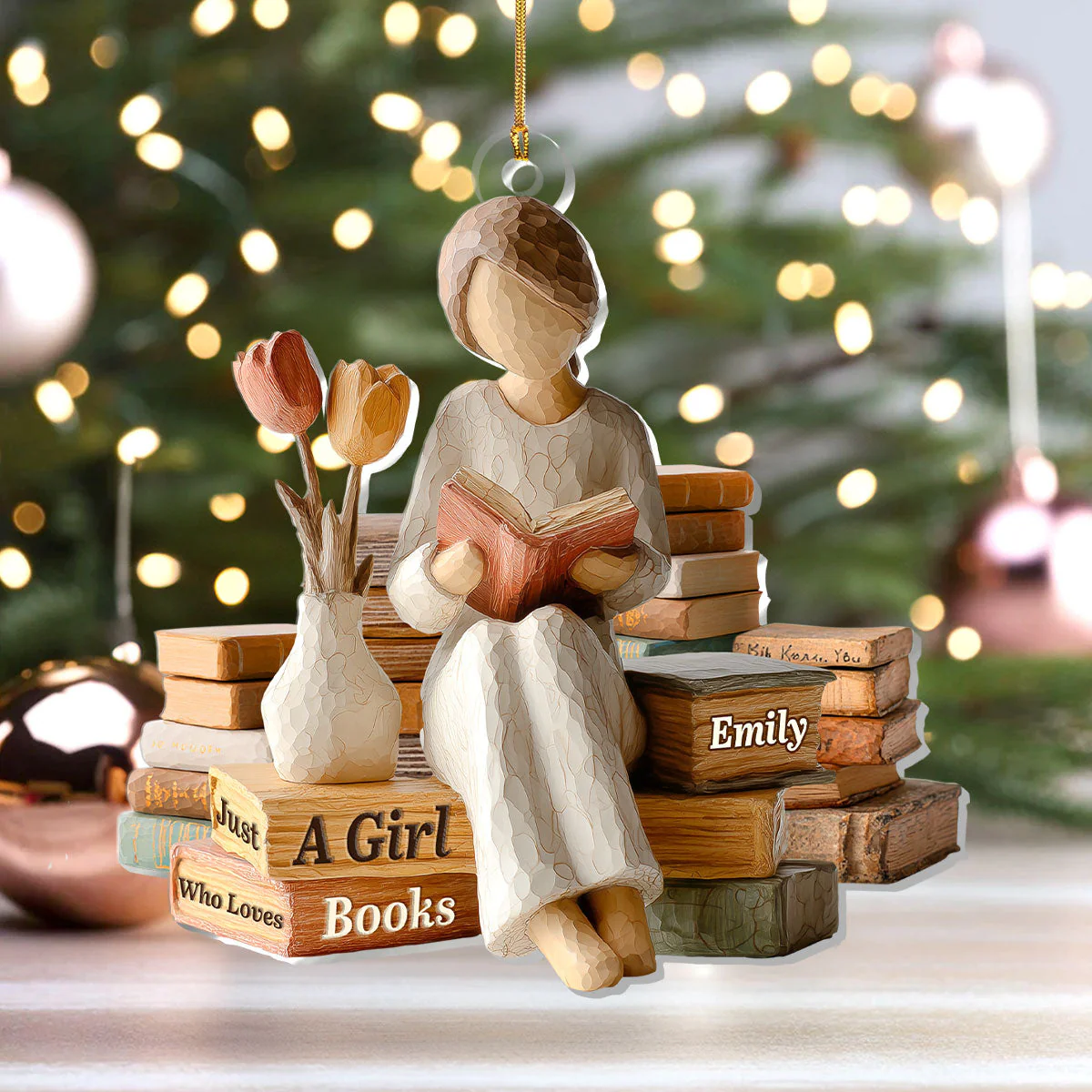 Just A Girl Who Loves Books (Ver 2) - Personalized 1-Layer Acrylic Ornament - Christmas Gift For Book Lovers, Her HH01 - Image 4