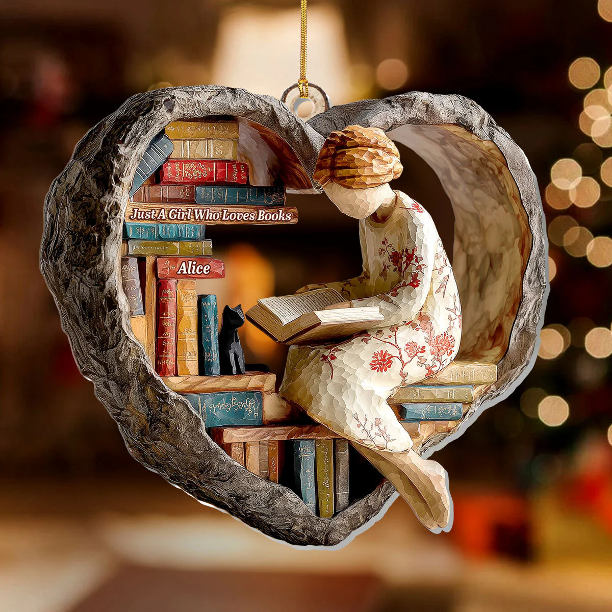 Just A Girl Who Loves Books (Ver 20) - Personalized 1-Layer Acrylic Ornament - Christmas Gift For Book Lovers, Her | HH01 - Image 2