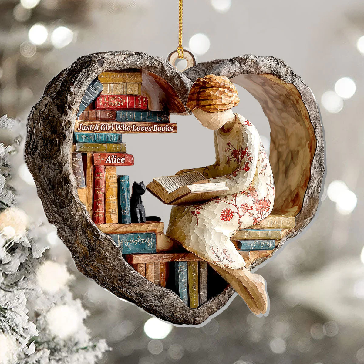 Just A Girl Who Loves Books (Ver 20) - Personalized 1-Layer Acrylic Ornament - Christmas Gift For Book Lovers, Her | HH01 - Image 5
