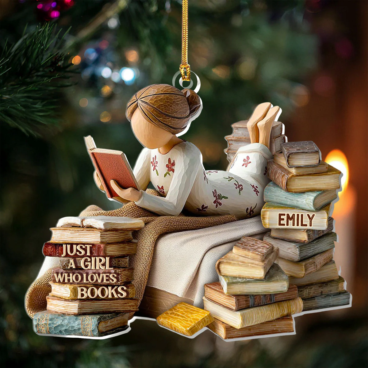 Just A Girl Who Loves Books (Ver 5) - Personalized 1-Layer Acrylic Ornament - Christmas Gift For Book Lovers, Her HH01