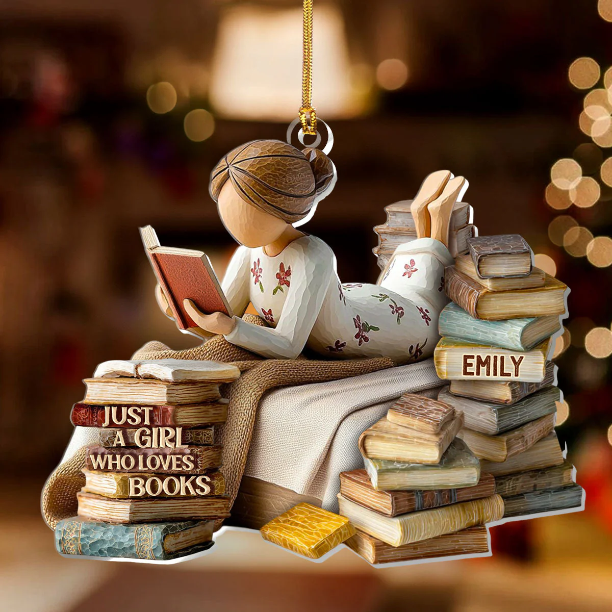 Just A Girl Who Loves Books (Ver 5) - Personalized 1-Layer Acrylic Ornament - Christmas Gift For Book Lovers, Her HH01 - Image 2