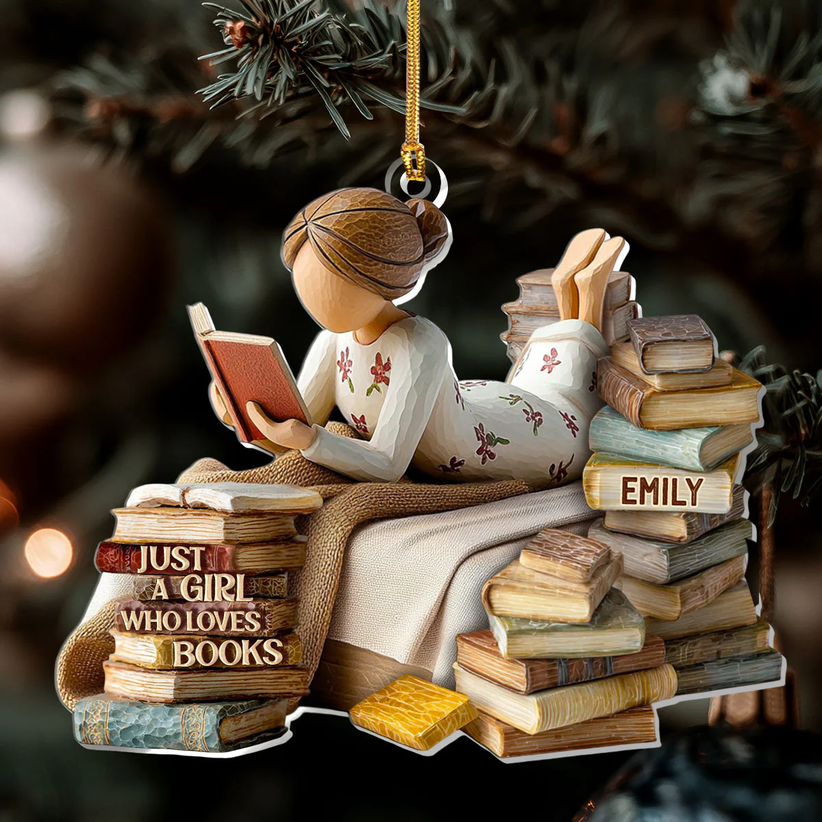 Just A Girl Who Loves Books (Ver 5) - Personalized 1-Layer Acrylic Ornament - Christmas Gift For Book Lovers, Her HH01 - Image 6