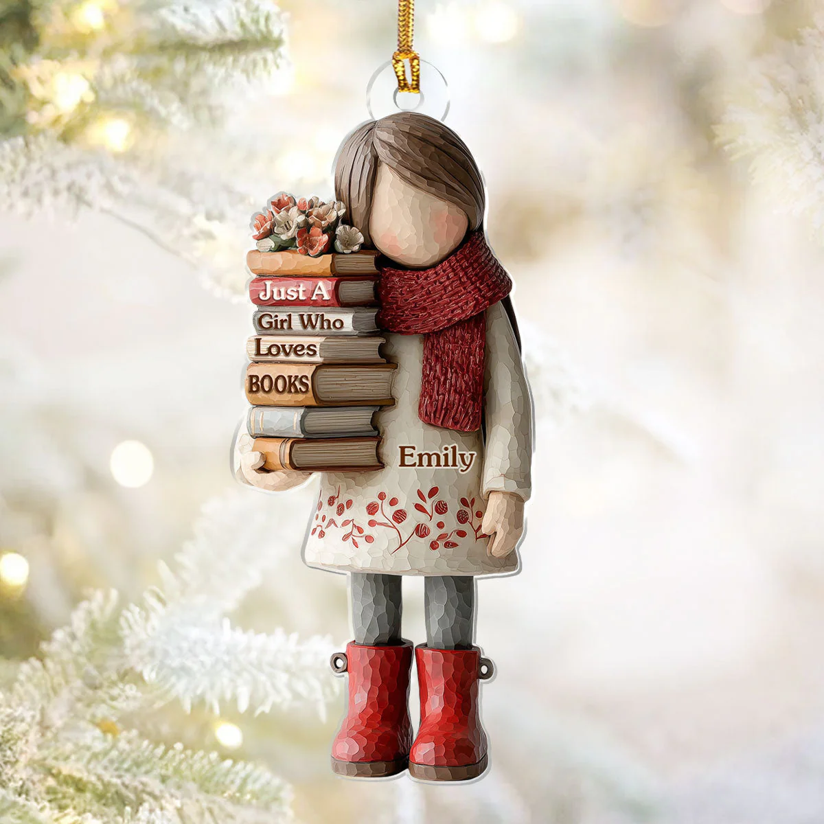 Just A Girl Who Loves Books (Ver 9) - Personalized 1-Layer Acrylic Ornament - Christmas Gift For Book Lovers, Her HH01