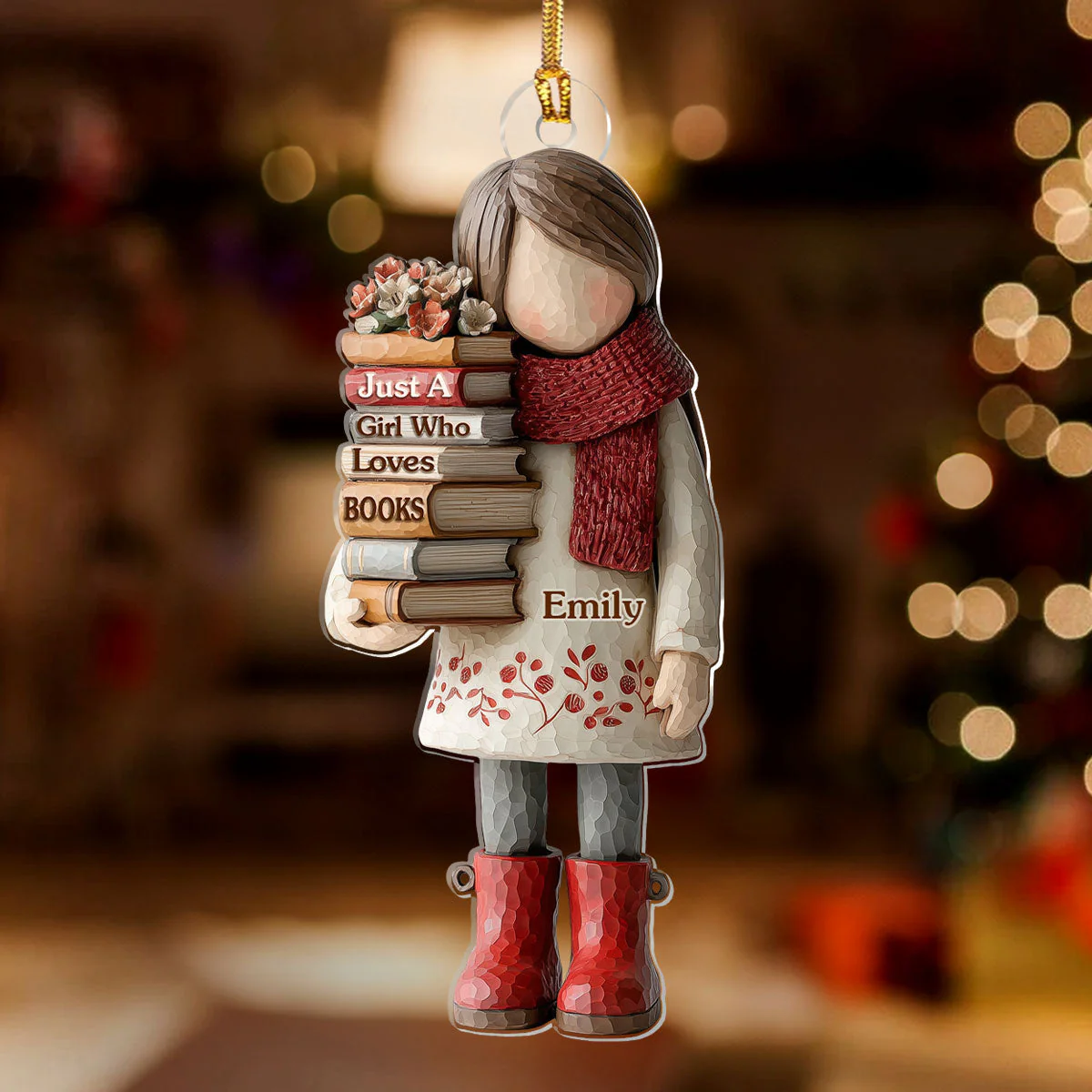 Just A Girl Who Loves Books (Ver 9) - Personalized 1-Layer Acrylic Ornament - Christmas Gift For Book Lovers, Her HH01 - Image 2