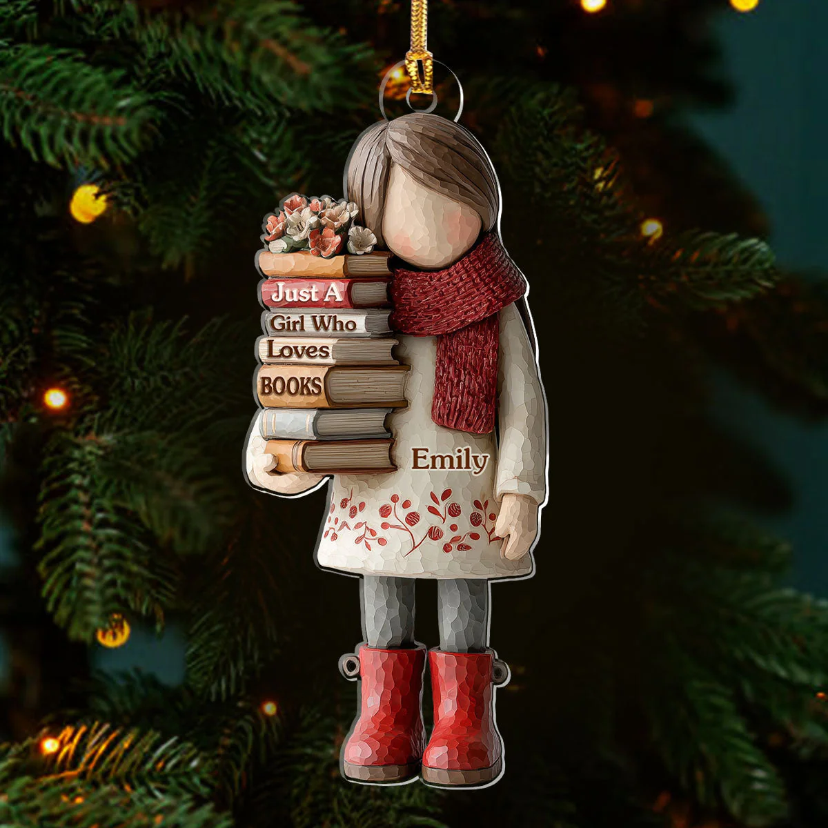 Just A Girl Who Loves Books (Ver 9) - Personalized 1-Layer Acrylic Ornament - Christmas Gift For Book Lovers, Her HH01 - Image 3