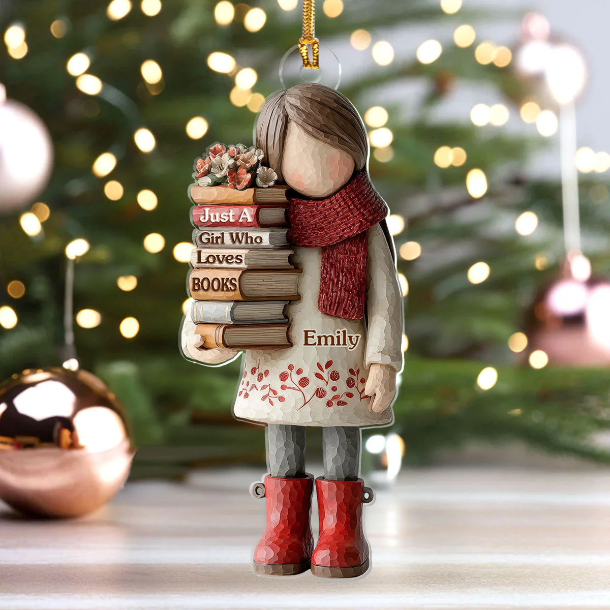 Just A Girl Who Loves Books (Ver 9) - Personalized 1-Layer Acrylic Ornament - Christmas Gift For Book Lovers, Her HH01 - Image 4