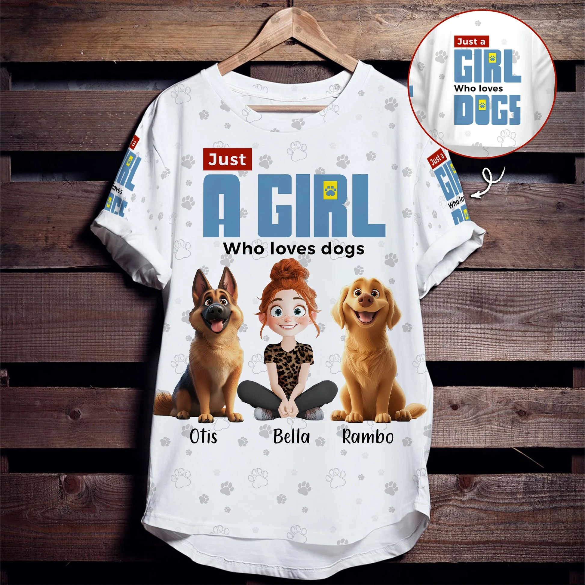 Just A Girl Who Loves Dogs Cartoon Dog - Personalized 3D Shirt - Gift for Pet Owners, Pet Lovers, Dog Mom | CLP15 NH96
