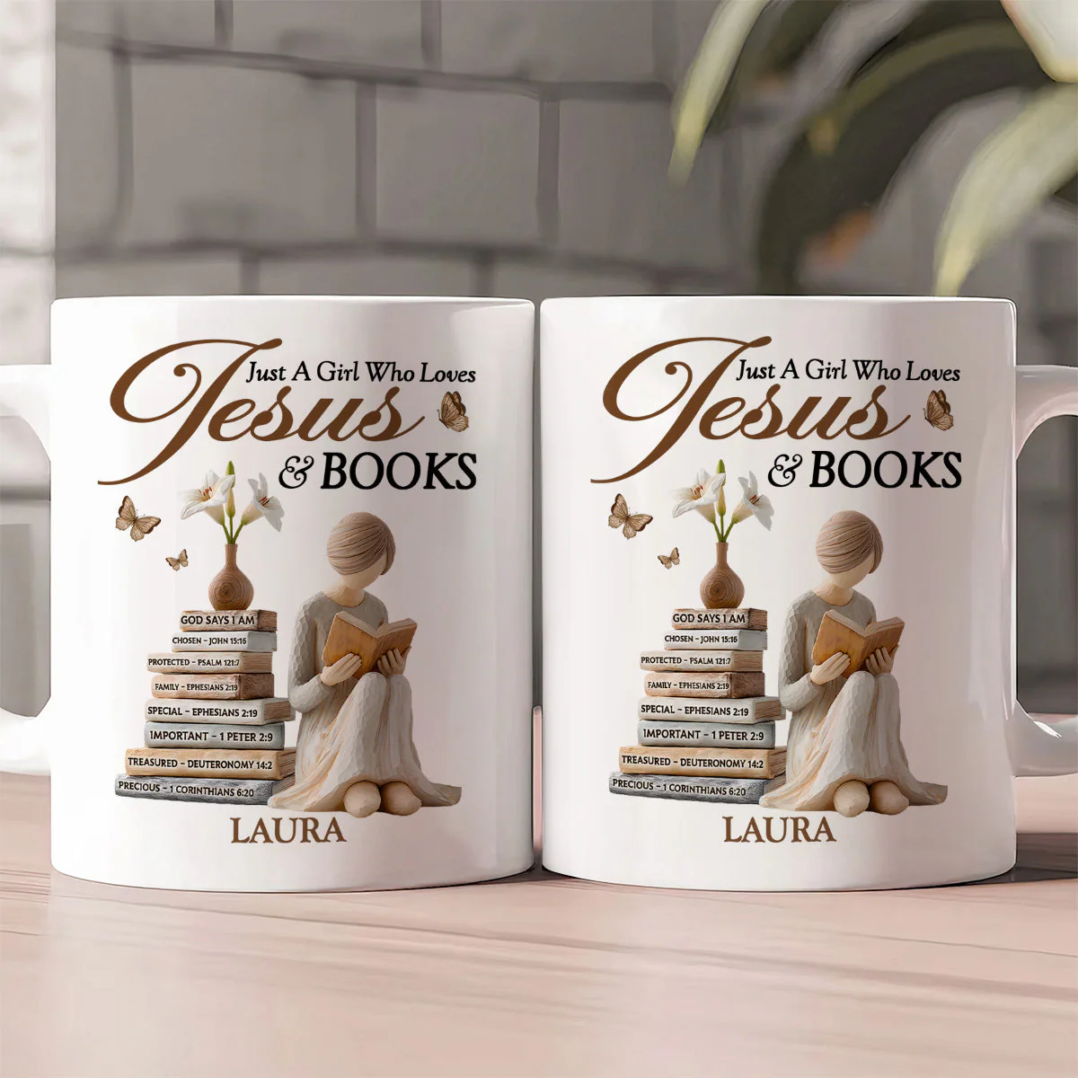 Just A Girl Who Loves Jesus And Books - Personalized Ceramic Coffee Mug - Christian Gift For Her BA01 - Image 2