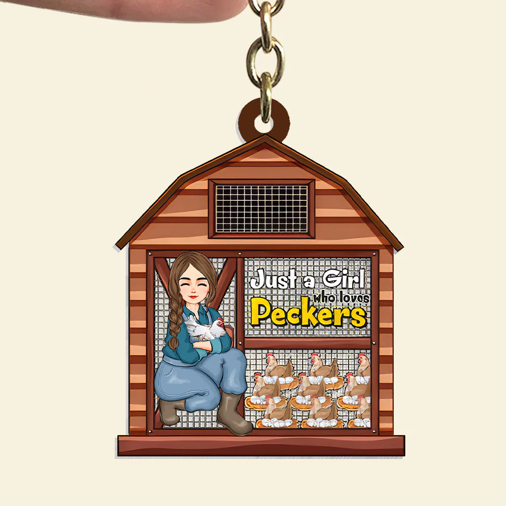 Just A Girl Who Loves Peckers - Personalized Keychain - Gifts For Farmer | GR17 NH96 - Image 2