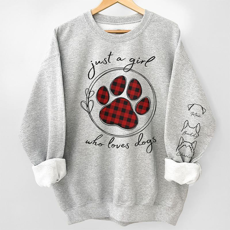 Just A Girl Who Loves Pets - Personalized Sweatshirt With Design On Sleeve - Gift For Pet Owners, Pet Lovers , Cat Lovers, Dog Lovers | Custom Sleeve NH96 - Image 2