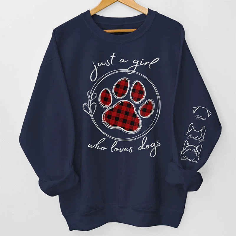 Just A Girl Who Loves Pets - Personalized Sweatshirt With Design On Sleeve - Gift For Pet Owners, Pet Lovers , Cat Lovers, Dog Lovers | Custom Sleeve NH96 - Image 3