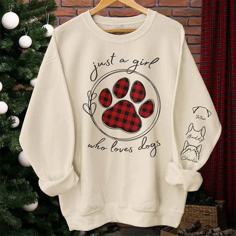 Just A Girl Who Loves Pets - Personalized Sweatshirt With Design On Sleeve - Gift For Pet Owners, Pet Lovers , Cat Lovers, Dog Lovers | Custom Sleeve NH96 - Image 5
