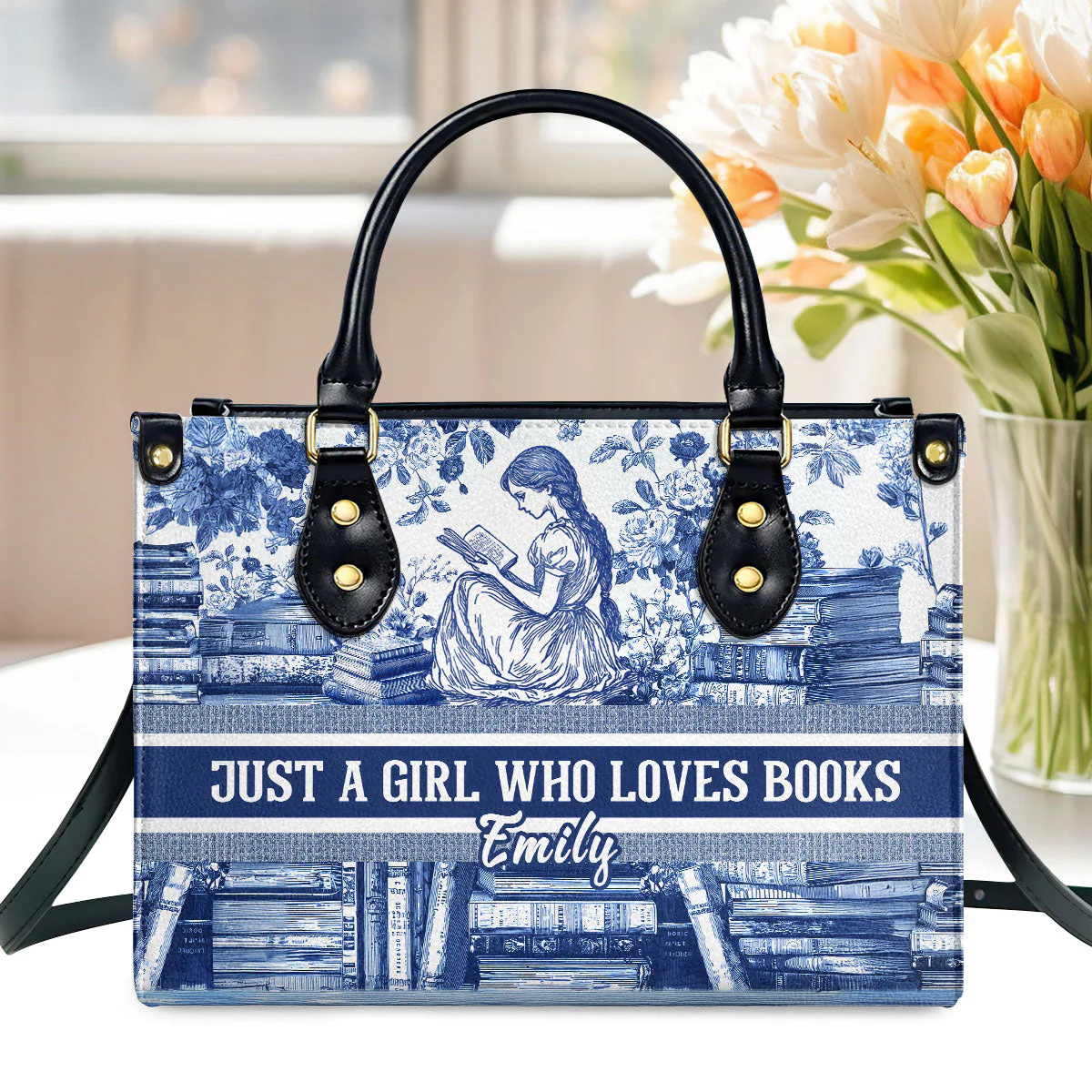 Just A Girl Who Loves To Read - Personalized Leather Handbag - Gift For Her, Book Lovers | TGJ1 HH01 - Image 3