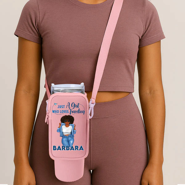Just A Girl Who Loves Traveling - Personalized Tumbler Holder Bag - Birthday Gift For Her, Vacation Lovers | GR3 - Image 4