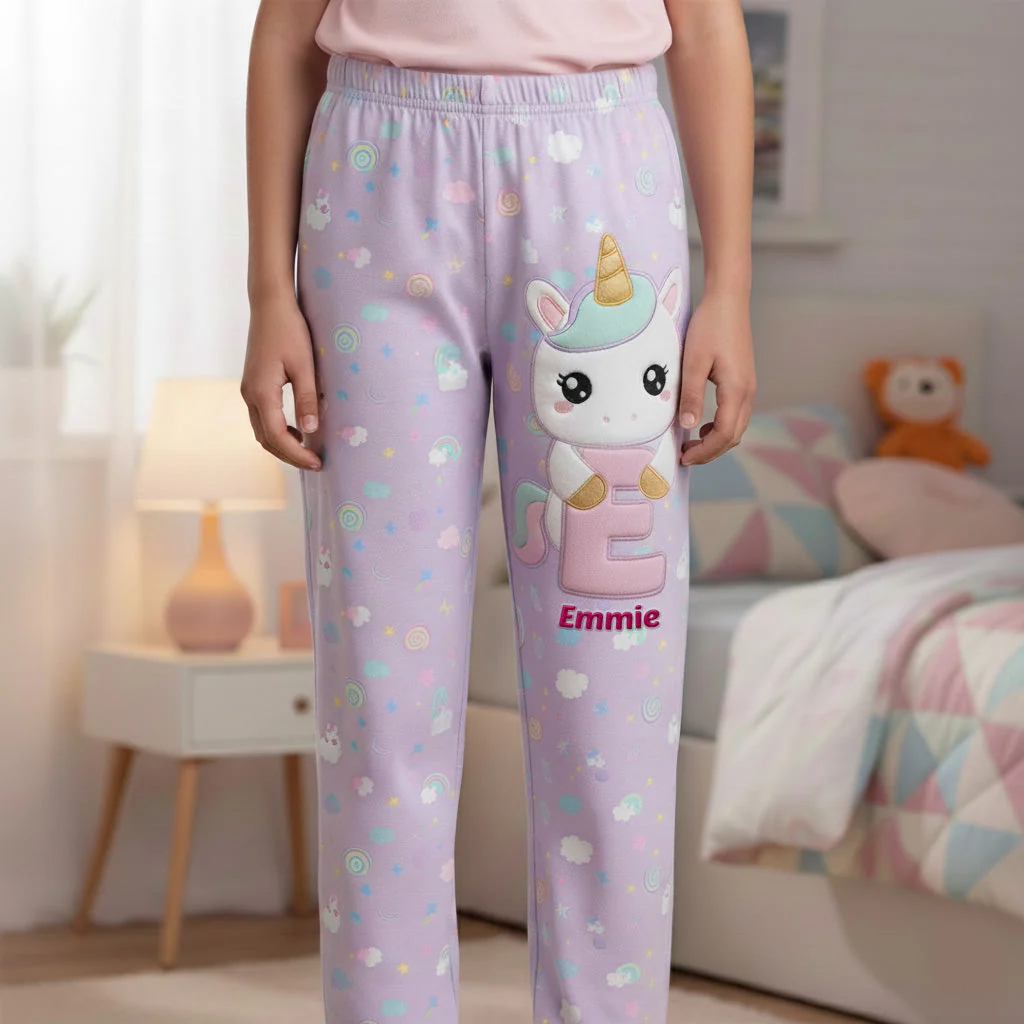 Just A Girl Who Loves Unicorn Alphabet - Personalized Pajama Pants - Gift For Her, Christmas HH01 - Image 3