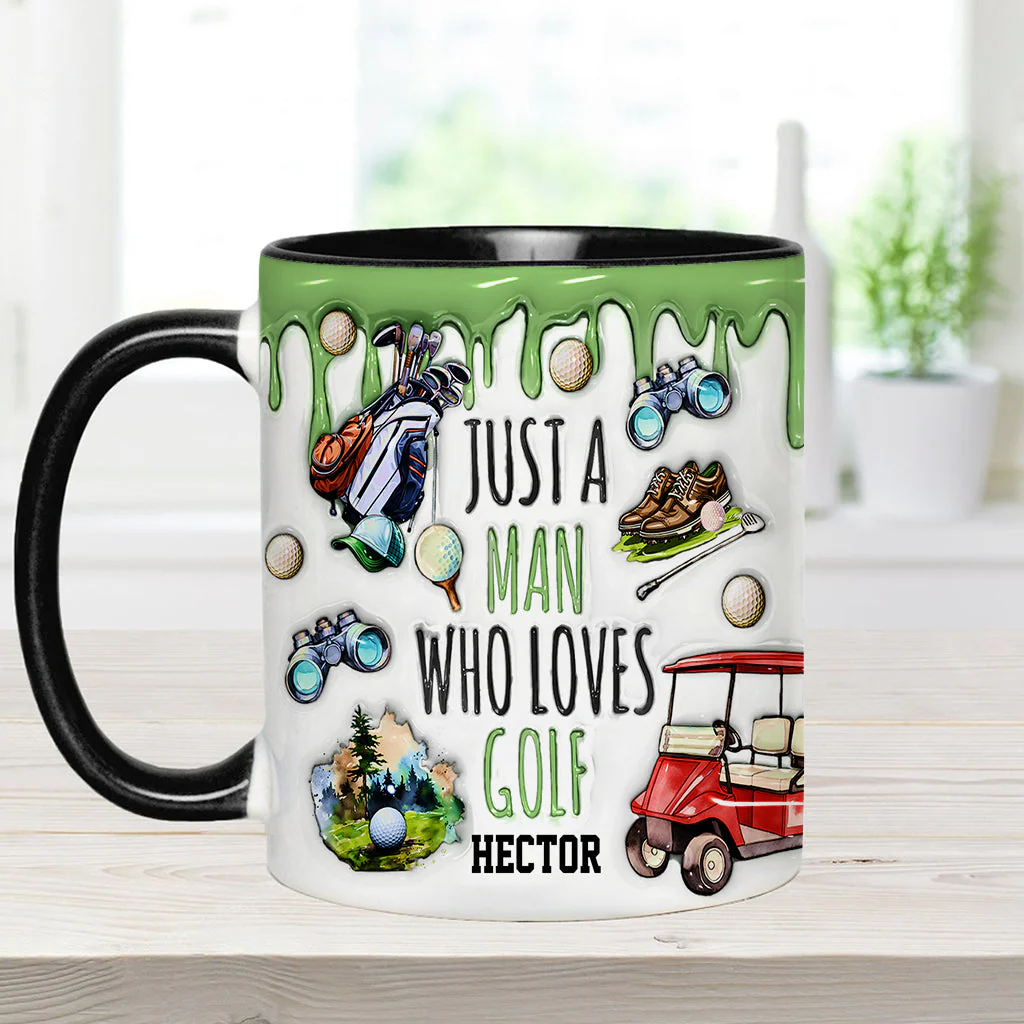 Just A Man Who Loves Golf - Personalized Accent Mug - Gift For Dad, Grandpa, Golf Lovers - Image 4