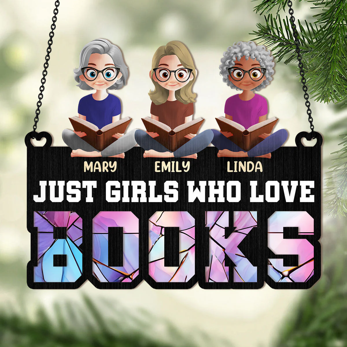 Just Girls Who Love Books - Personalized Window Hanging Suncatcher | CLB2 - Image 3