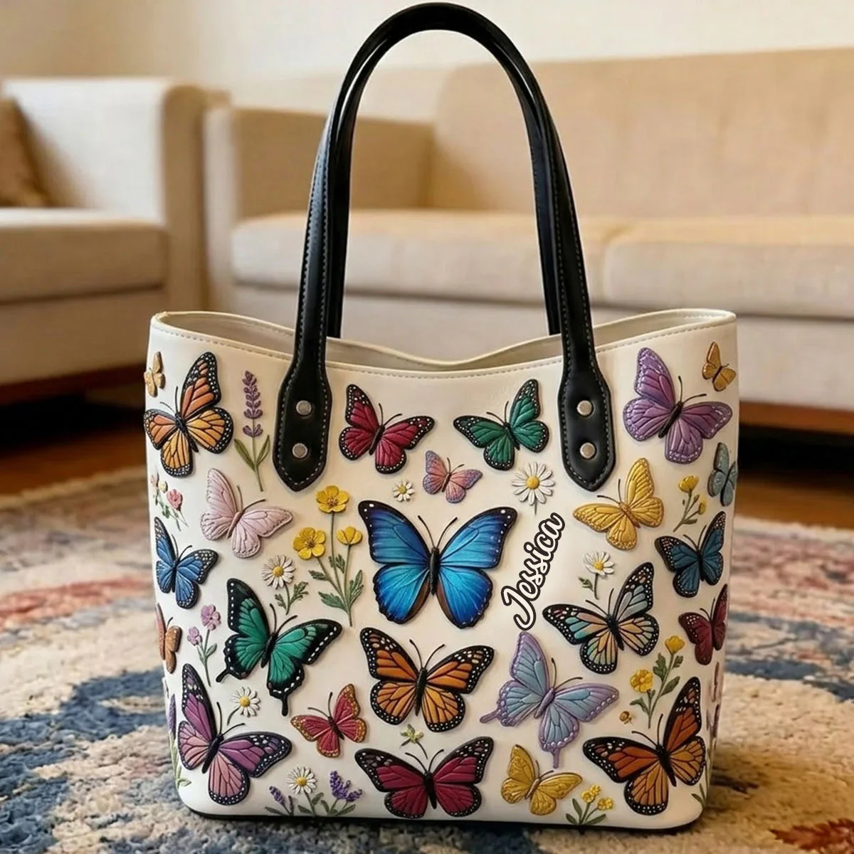 Just Loves Butterflies - Personalized Tote Bag - Gift For Her
