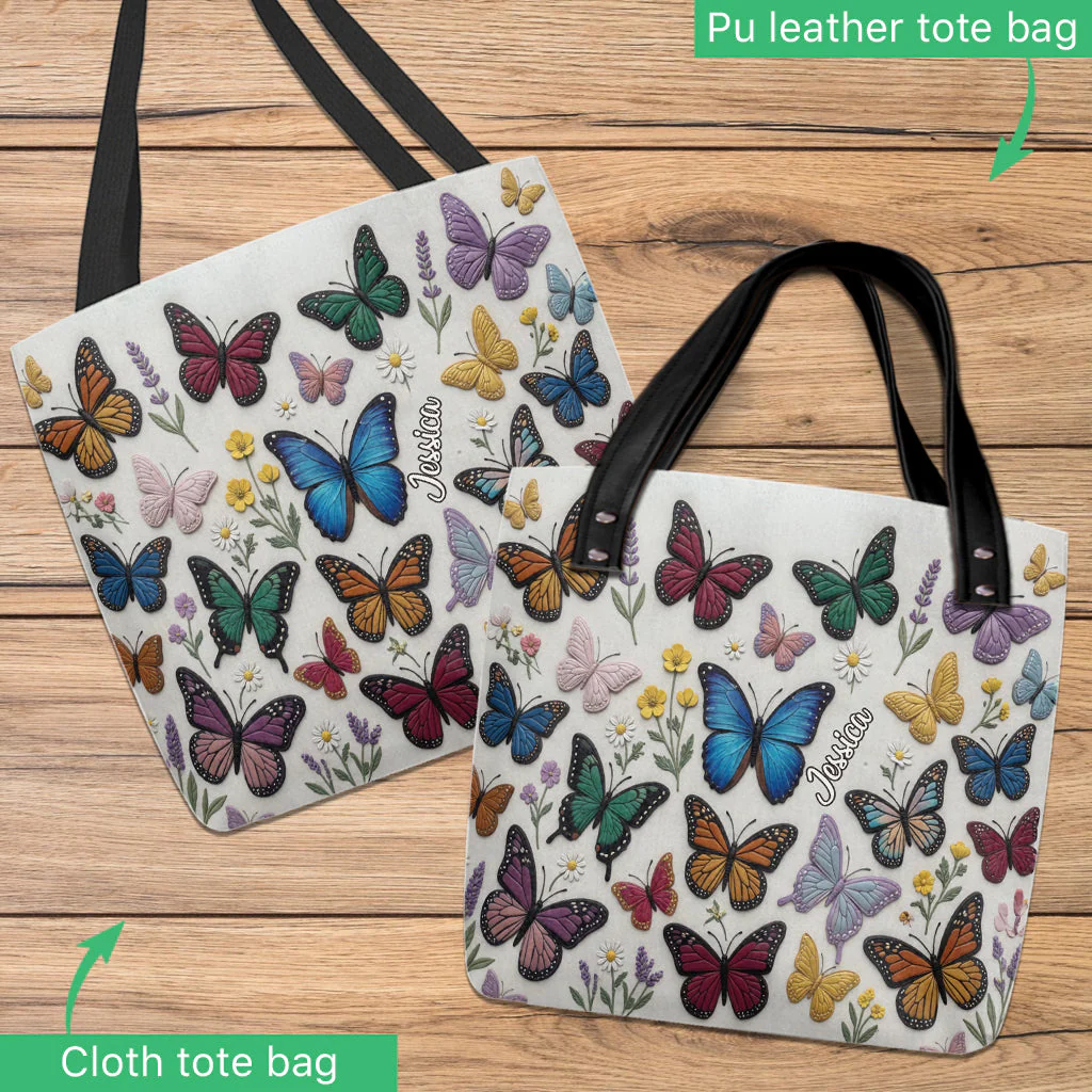 Just Loves Butterflies - Personalized Tote Bag - Gift For Her - Image 4