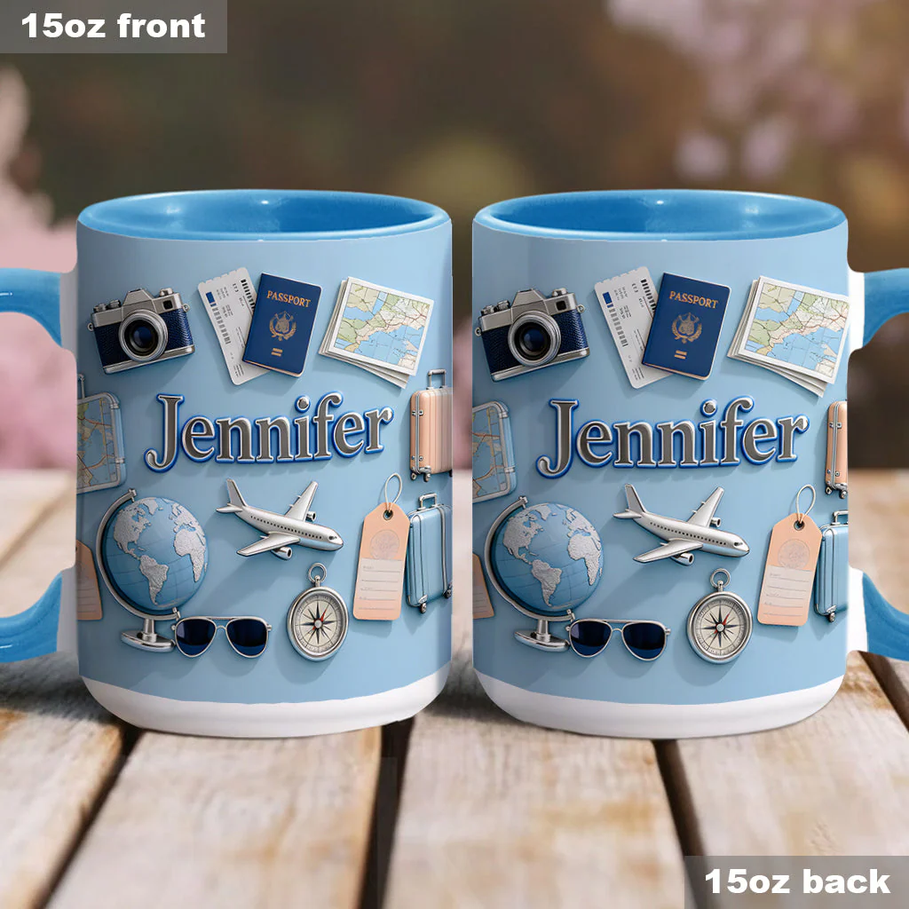 Just Loves Traveling - Personalized Accent Mug HH01 - Image 3