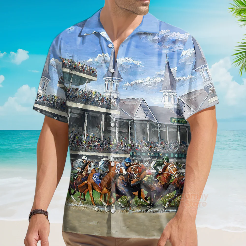 Kentucky Derby Horse Racing Hawaiian Shirt - Image 4