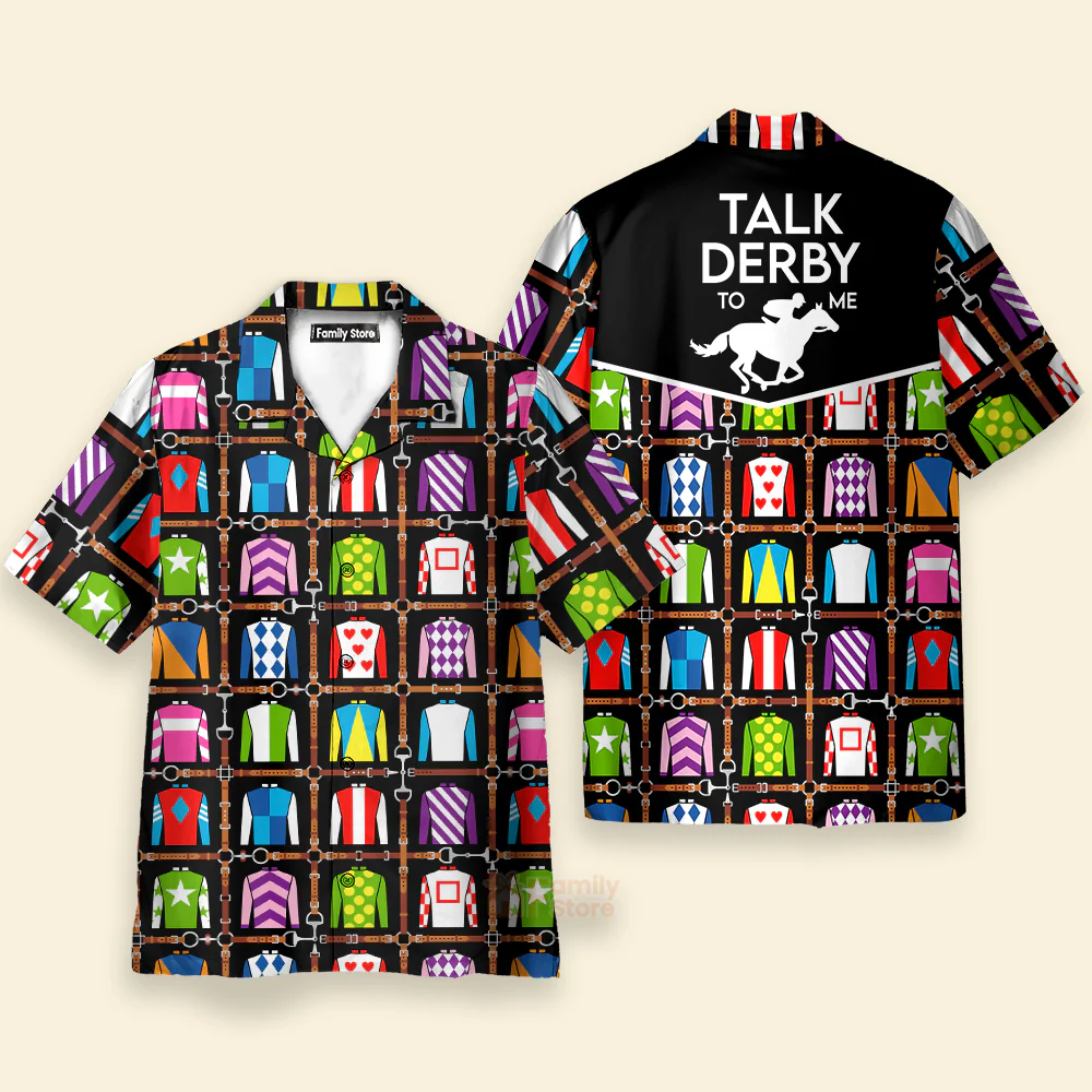 Kentucky Derby Jockey Uniform Talk Derby To Me Aloha - Hawaiian Shirts - Image 3